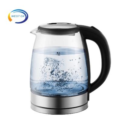 China Home Appliance 360 ​​Degree Rotation Base Quick Boil Pot Electric Travel Jug 1.8L Transparent Cordless Glass Kettle for sale