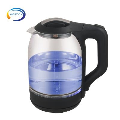 China 360 Degree Home Appliance Travel 1.8l Base Electric Transparent Spinning Cordless Glass Kettle for sale