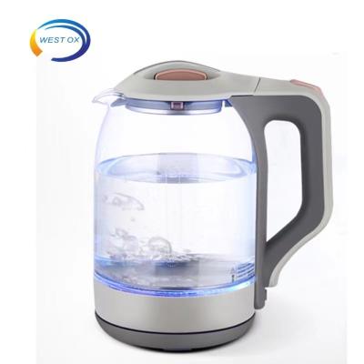 China 360 Degree Electric Coffee Kettle LED Light Glass Tea Kettle Rotating Boil Protection Dry Kettle for sale