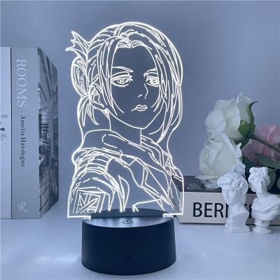 China Minimalist Anime 3d Light Attack On Titan Annie Leonhart Lamp For Home Decor Birthday Gift Manga Attack On Titan LED Night Lamp Annie for sale