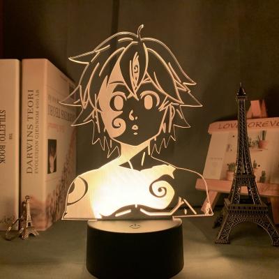 China Minimalist Acrylic Night Light Lamp Manga The Seven Deadly Sins Instrument For Home Room Meliodas Figure Kids Table Lamp Decorative Light Gift for sale