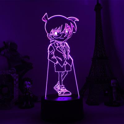 China Minimalist Acrylic 3d Anime Lamp Detectiver Conann Night Lights Lamp Figure Lighting For Bedroom Cartoon Light Home Decor Lamp Gift for sale