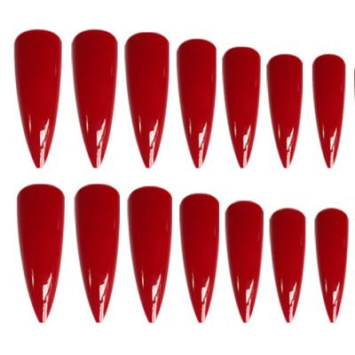 China Tapered Salon Nail Press By French Red False Nail Practice Tips False On Solid Color Artificial Nail for sale