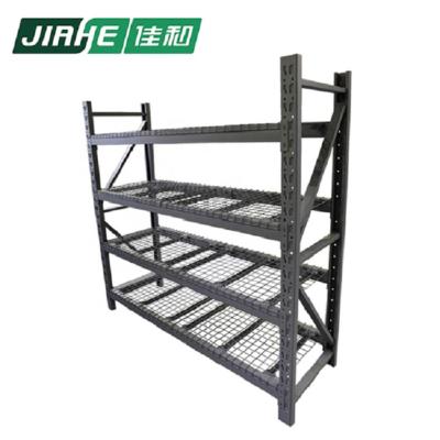 China Corrosion Protection Full Span Warehouse Boltless Storage Shelving Rack With Wire Mesh Decking for sale