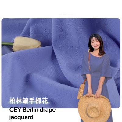 China 100%Polyester Berlin Drape Jacquard CEY Shrink-Resistant 125gsm Elastic Summer Dress Fabric for sale