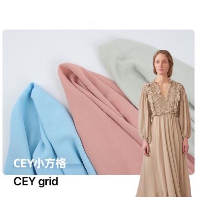 China Shrink-Resistant in 130gsm CEY Grid Fabric Polyester Dress T-shirt Lolita Fabric for sale