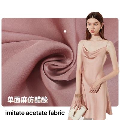 China 160gsm Shrink-Resistant Imitate Acetate Fabric Satin Dress Silk Fabric Single Face Yarn Fabric for sale