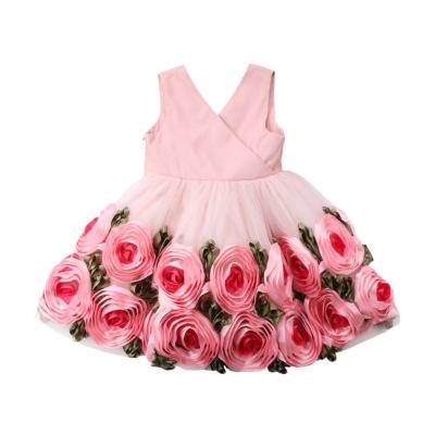 China Hotsales Breathable Girls Party Floral Skirt Kids Holiday Flower Dress For 3 Years for sale