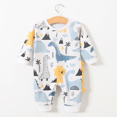 China 2019 Spring Autumn Baby Knitted Rompers Newborn Clothes Boys Cotton Casual Jumpsuit Dinosaur Print Short Sleeve for sale