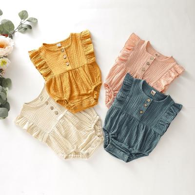 China Casual Summer Baby Romper Jumpsuit Newborn Girl Clothes Sleeve Muslin 100%Cotton for sale