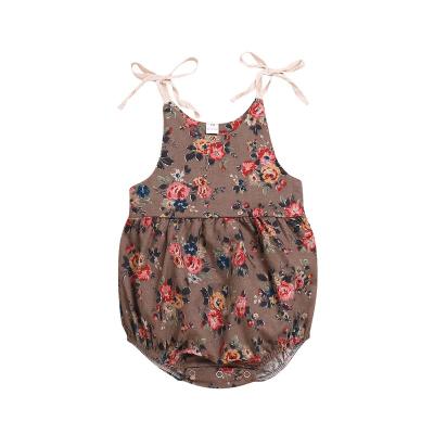 China Baby Girls Overalls Floral Print Sleeveless Holiday Organic Girl Casual Rompers for sale