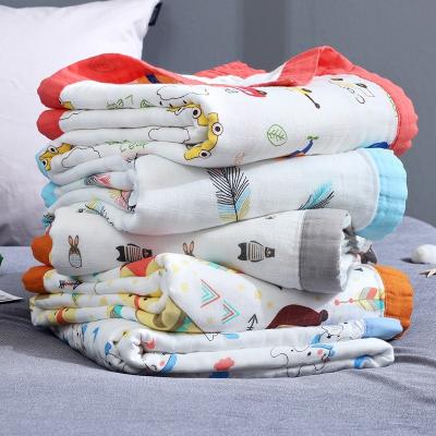 China Baby Anti-pilling Wrap Muslin Blankets 100% Cotton 6 Layers Newborn Baby Blanket for sale