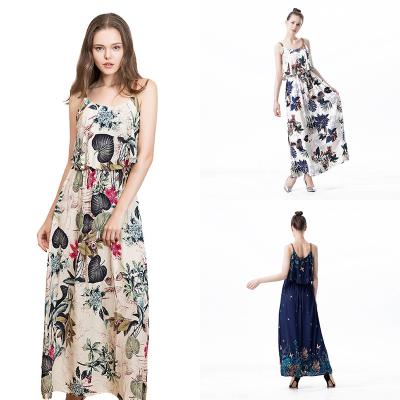 China 2020 Summer Anti-static Women's Skirt Long Maxi Dress Sexy Beach Dress Sleeveless for sale