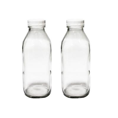 China Beverage Beverage Factory Produced Premium High Quality Glass Milk Bottle Dishwasher Safe Bottles For Milk With Lids for sale