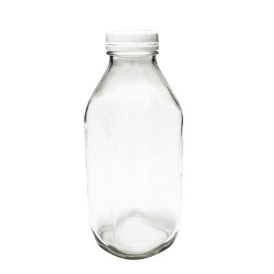 China Beverage Beverage Factory Produced 32 Ounce Food Grade Glass Bottles Dishwasher Safe Bottles For Milk With Lids for sale