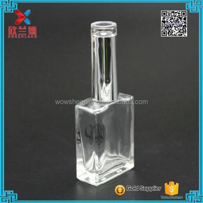 China Empty Clear Personal Care 17ml Cosmetic Glass Nail Art Polish Factory Square Packing Bottle With Cap for sale