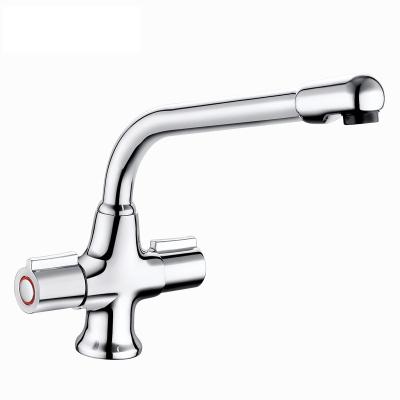 China Brief Design Modern Wash Brass Kitchen Two Handle Faucet for sale