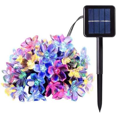 China Colorful Warm White Solar Powered Cherry Blossom Holiday Fancy Night Decor Christmas Decoration Lamp Decorative String for sale