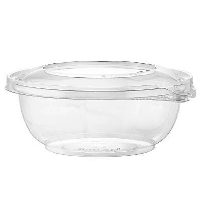 China Disposable Disposable PET Round Tamper Resistant Clear Hinged Container With Flat Lid 24oz for sale