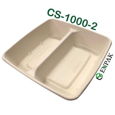 China Bagasse Food Box 2 Compartment Biodegradable Microwave Food Container for sale