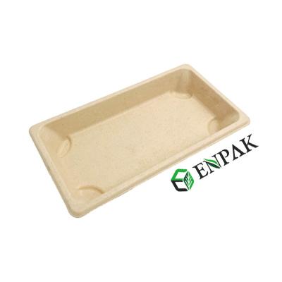 China Biodegradable Compostable Sugar Cane Bagasse Sushi Container Sushi Tray With PET Paper Lid for sale