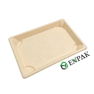 China Disposable Biodegradable Sugarcane Bagasse Sushi Tray Square Box Container for sale