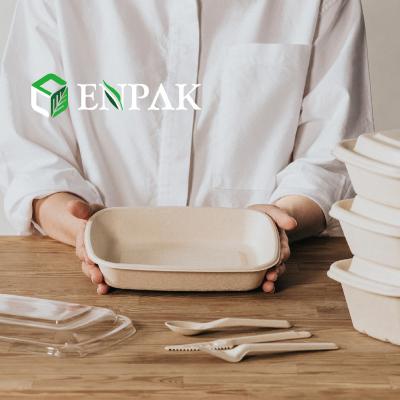 China Disposable Microwave Safe Compostable Sugar Cane Food Packaging Boxes for sale