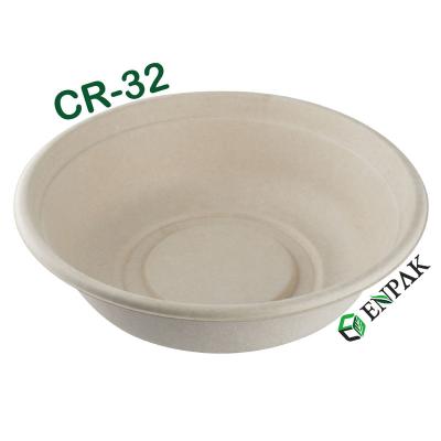 China Wholesale Disposable 32oz Sugar Cane Bagasse Paper Pulp Salad Bowl for sale