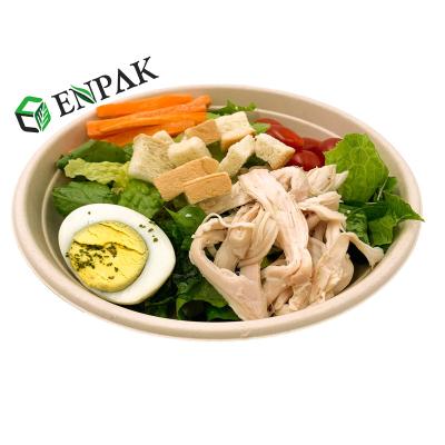 China Round Disposable Bagasse Disposable Biodegradable Sugar Cane Bowl With CPET/PP Liner for sale