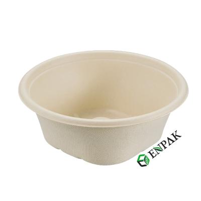 China Disposable 750ml Disposable 100% Compostable Sugarcane Bagasse Paper Pulp Bowl for sale