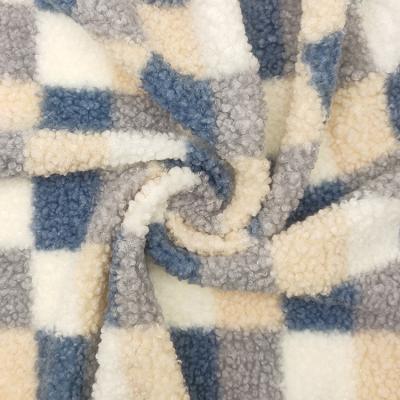 China Wholesale 100% Polyester Checkered Jacquard Super Soft Sherpa Plush Fleece Kinted  Fibre 793C219J for sale