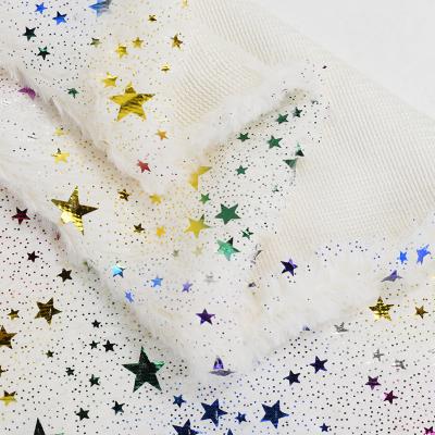 China Pv fabric Wholesale Single Side 100%Polyester Luxury Colorful Stars Bronze Gold Pinted PV Plush Fabric For Throw Cushion for sale