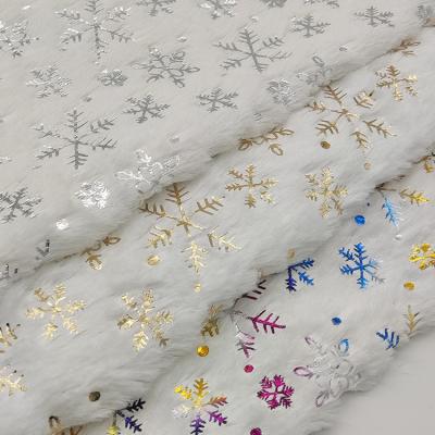 China Pv fabric New Plush Christmas Vibe One Side Bronzing Snow Pattern 100%Polyester Luxury PV Fabric for sale