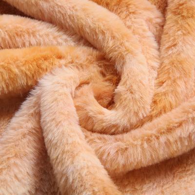 China Pv fabric Wholesale Customized Solid Color Various Vivid Colors Artificial Faux Rabbit Hair 100%Polyester  Plush Fabric for sale