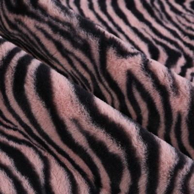 China 100%polyester Fashionable Animal Digital Zebra Leopard Print Design 100% Polyester Faux fur Rabbit Plush Fleece Fabric for sale