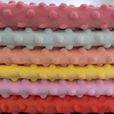 China Crystal super soft Factory Direct Hand-Feeling Velboa Minky Dot Fabric Embossed Bubble Polyester Dot Minky Fabric For Baby Infant Blanket for sale