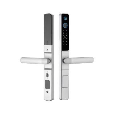 China Alloy Tuya App TTLock IP65 Handle Sliding Door Lock Fingerprint Smart Aluminum Waterproof Aluminum Door Lock for sale