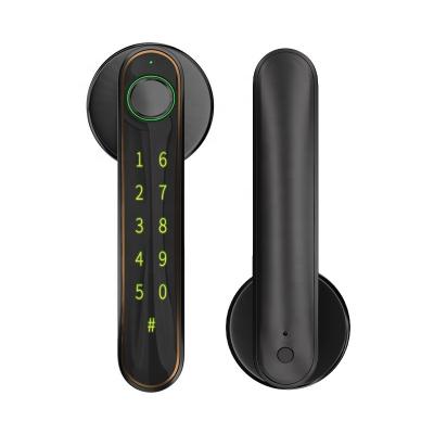 China TUYA Indoor Wooden Door APP Home Smart Handle Lock Biometric Fingerprint Digital Indoor Smart Lock for sale