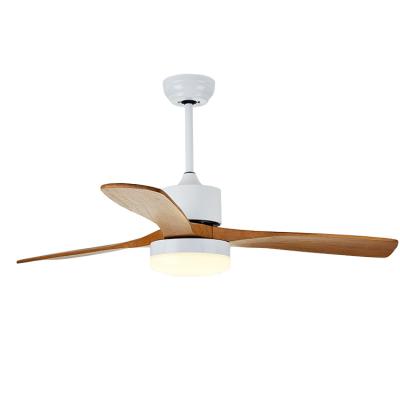 China With 52 Inch 3 Baldes Lightweight High Quality Wood Dc Ceiling Fan With Light And Remote Control for sale