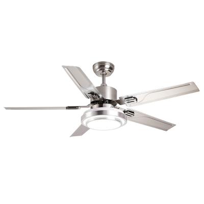 China With Amazon Factory Direct Hot Selling High Quality 52 Inch Stainless Steel Baldes Ceiling Fan Light With LED Light And Remote Control for sale