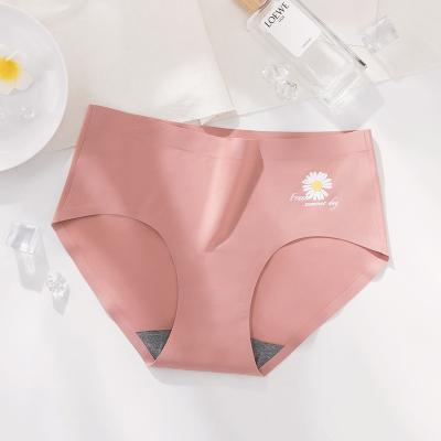 China Summer Antibacterial Ice Graphene Bottom Breathable Comfortable Mid Waist Small Daisy Silk Seamless Sexy Crotch Briefs Ladies Panties for sale