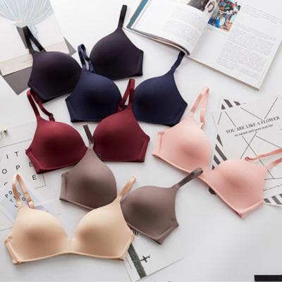 China Solid Color Delicate Bra Breathable No Underwires Gather Foundations Ultra Thin Wire Free Women's Padded Bra for sale