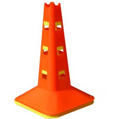 China Soccer Training Plastic 32cm Size Cone Basketball Training Cones Agility Marker Training Marker Cones With Holes for sale