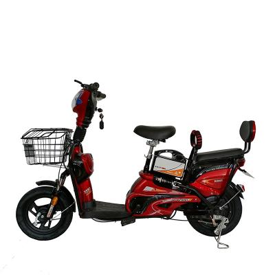 China Factory price 350w 48v lead acid battery electric scooter steel bike for family with pedals for sale