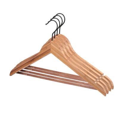 China IANGO Modern Natural Wood Cloth Hangers Customized Eco-Friendly Bamboo Clothes Hanger Coat Coat Suit Shirt Wooden Hangers for sale