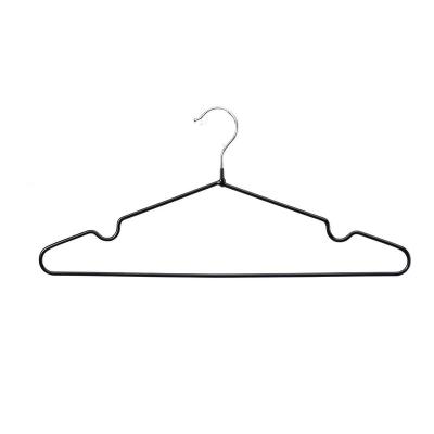 China Adult Anti Aging Metal Hangers Black Rubber Clothes Hanger With Non Slip for sale