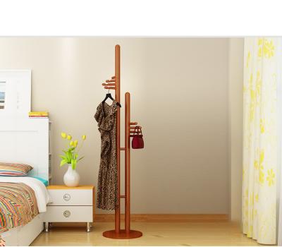 China Long lasting durable double pole solid wood coat rack for sale