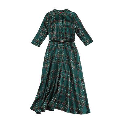 China Retro Washable Grid Washable Wholesale French Slim Dress for sale