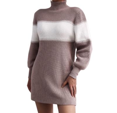 China Viable Color Viable Casual Half - Wool Collared Knitted Dress for sale