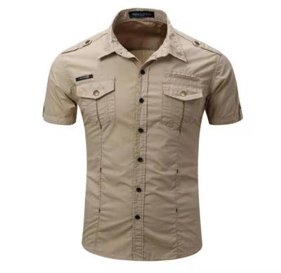 China Causal military men's dress shirt men's style anti-pilling anti-pilling shirt men's short sleeve wholesale for sale